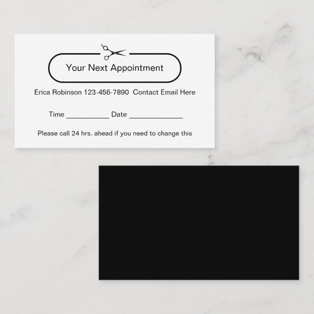 Cartes de rendez-vous de styling de cheveux Cool B (Devant / Derrière)