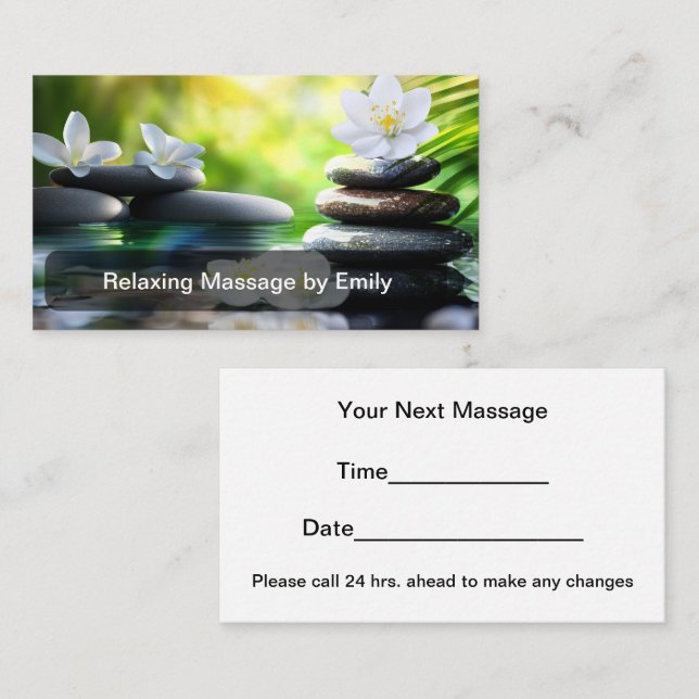 Cartes de rendez-vous de thérapeute de massage (Devant / Derrière)