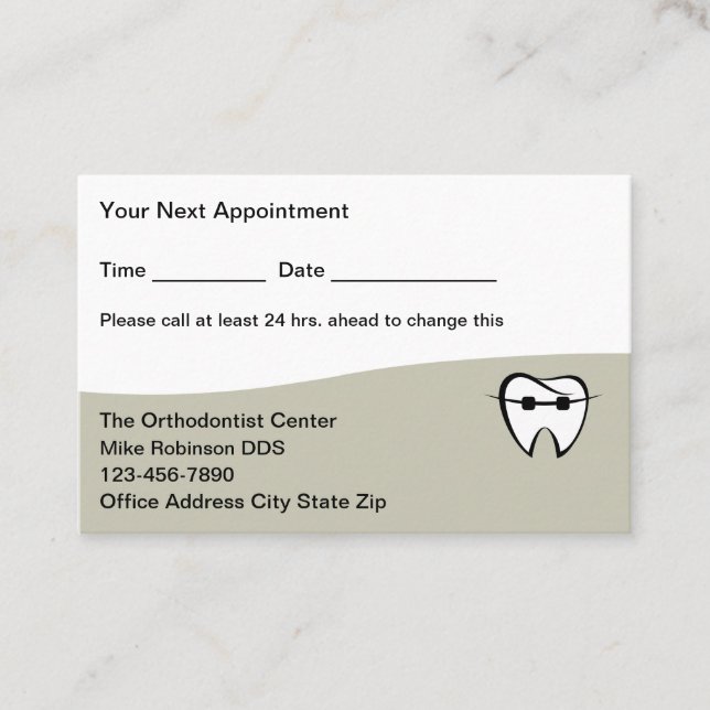 Cartes de rendez-vous d'orthodontiste  (Devant)
