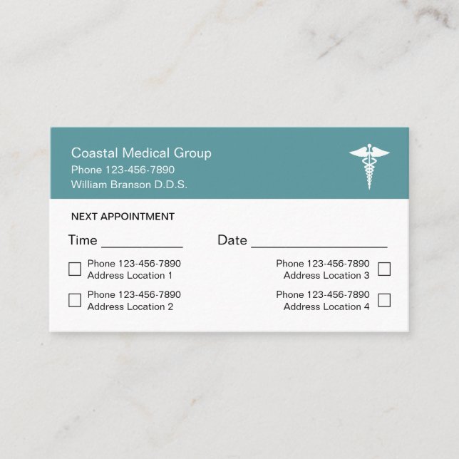 Cartes de rendez-vous du médecin de plusieurs empl (Devant)