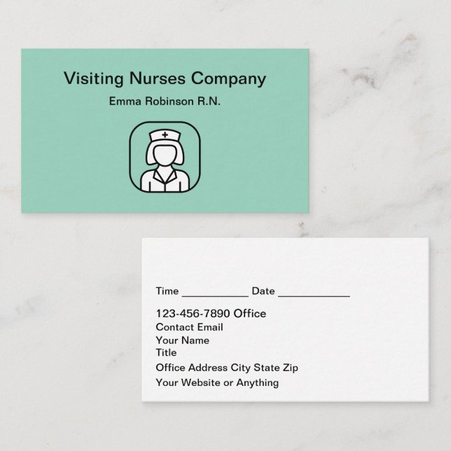 Cartes de rendez-vous pour infirmière visiteuse (Devant / Derrière)