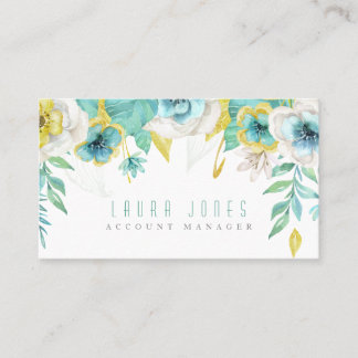 Cartes de rendez-vous turquoises peintes florales