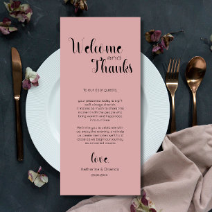 Cartes de Repas de Bienvenue et de Remerciement Ro