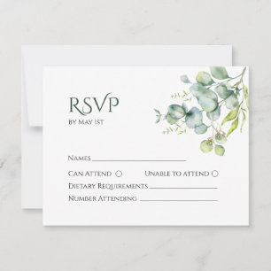 Cartes de réponse aquarelle végétation eucalyptus