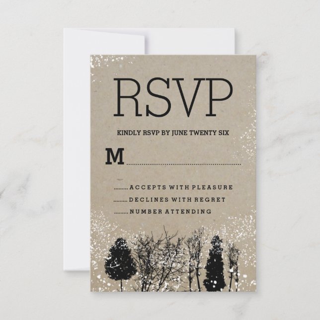 CARTES DE RÉPONSE ARBRE D'HIVER RUSTIQUE (Devant)