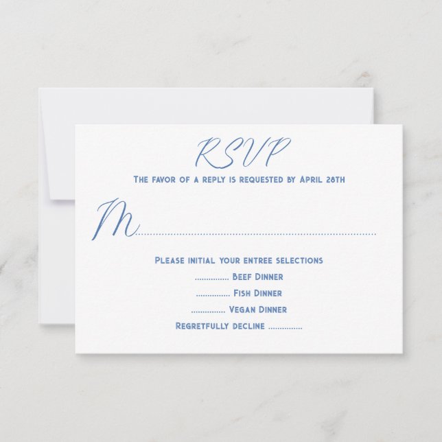 Cartes de réponse au menu de mariage blanc (Devant)