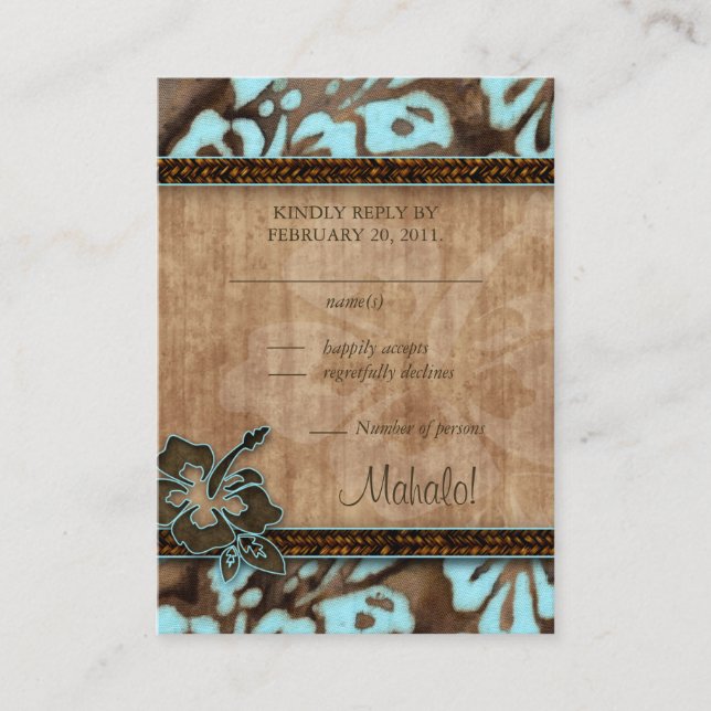 Cartes de réponse aux mariages de plage Hibiscus b (Devant)