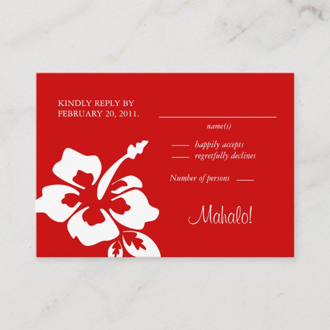 Cartes de réponse aux mariages de plage Hibiscus R (Devant)