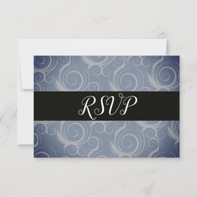 Cartes de réponse avec monogramme en volutes (Devant)