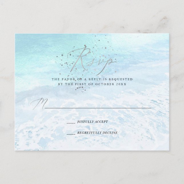 Cartes de réponse calligraphiées Crystal Blue Coas (Devant)