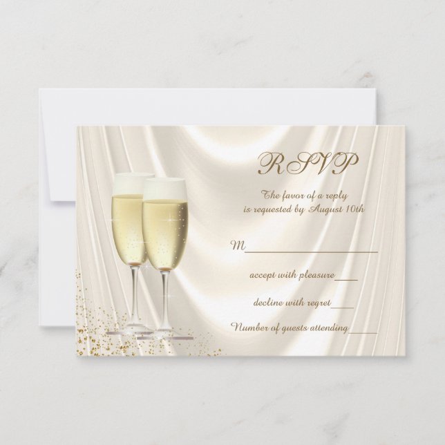 Cartes de réponse Champagne Ivoire et Or (Devant)