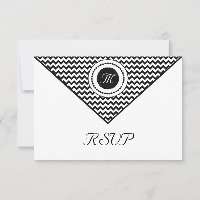 Cartes de réponse Chevron noir et blanc (Devant)