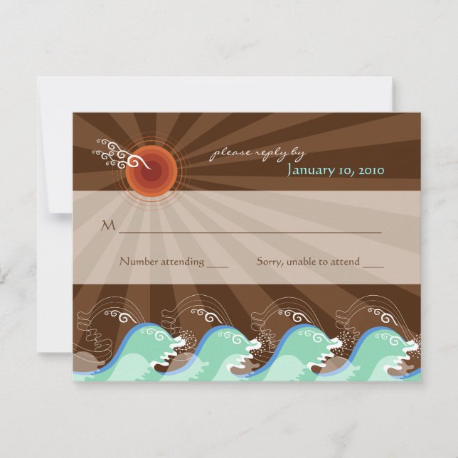 Cartes de réponse Cool Waves et soleil marron RSVP (Devant)
