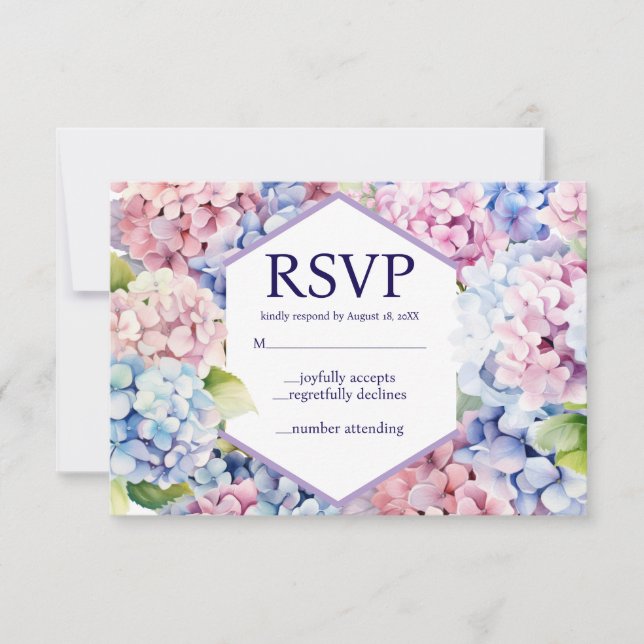 Cartes de réponse de fleurs de printemps Hortensia (Devant)