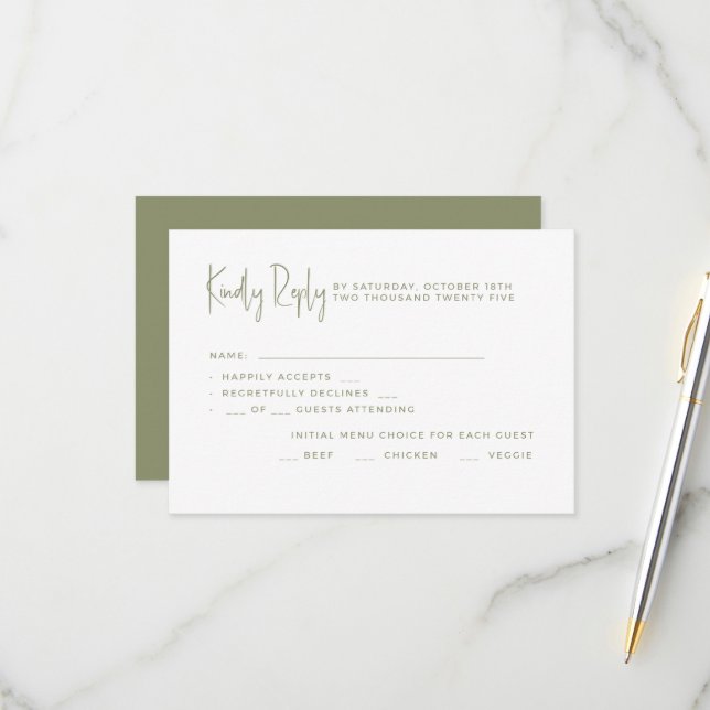 Cartes de réponse de mariage. (Devant/Arrière en situation)