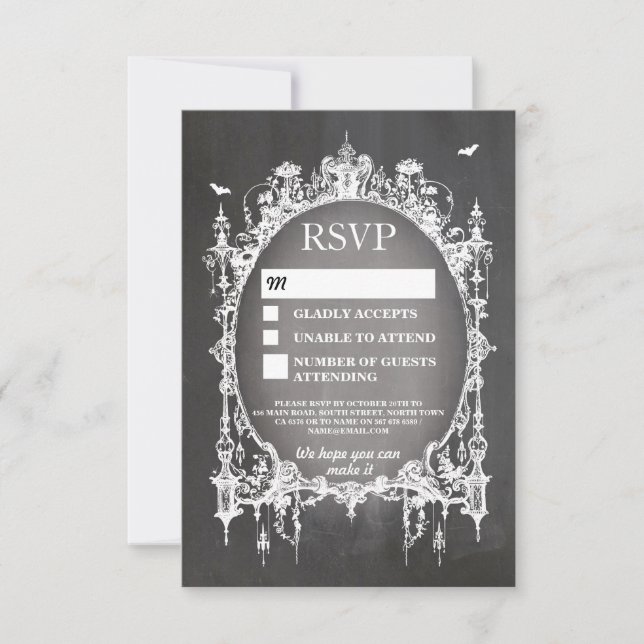 Cartes de réponse de mariage à cadre gothique rust (Devant)
