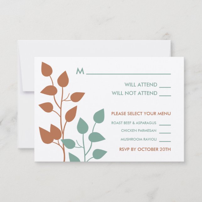 Cartes de réponse de mariage à doubles branches de (Devant)