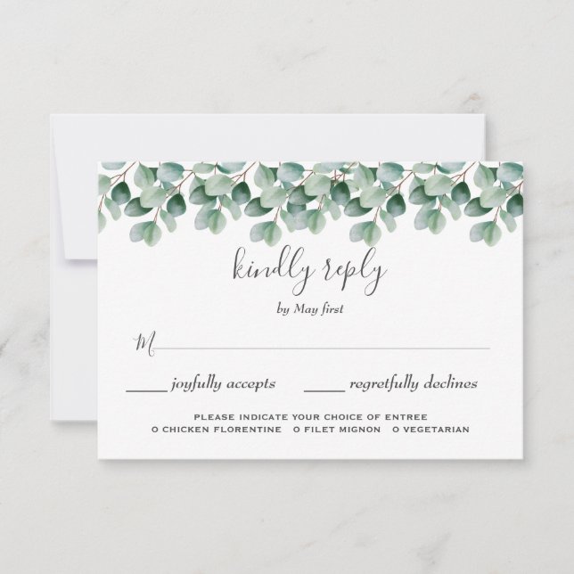 Cartes de réponse de mariage à la verdure botaniqu (Devant)