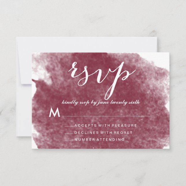 CARTES DE RÉPONSE DE MARIAGE À L'AQUARELLE DE VIN  (Devant)