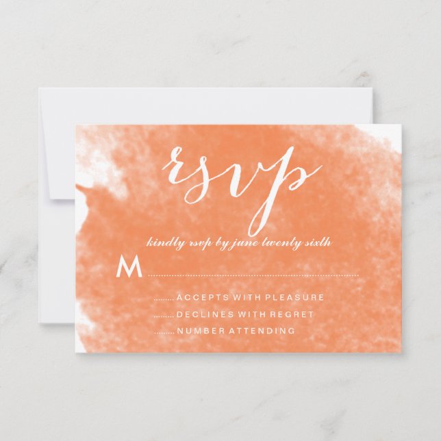 CARTES DE RÉPONSE DE MARIAGE À L'AQUARELLE ORANGE  (Devant)