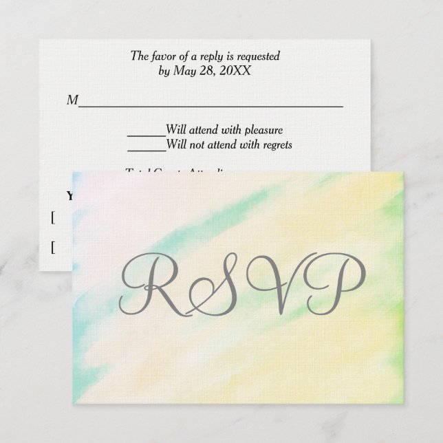 Cartes de réponse de mariage à l'aquarelle tropica (Devant / Derrière)