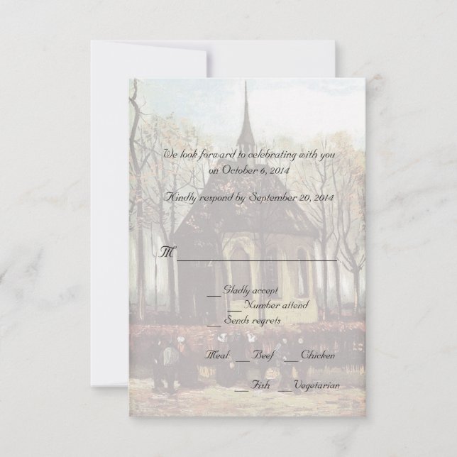 Cartes de réponse de mariage à l'église de campagn (Devant)