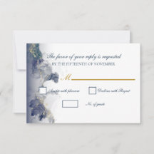 Cartes de réponse de mariage à l'encre minuit et o