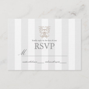 Cartes de réponse de mariage à rayures grises et d