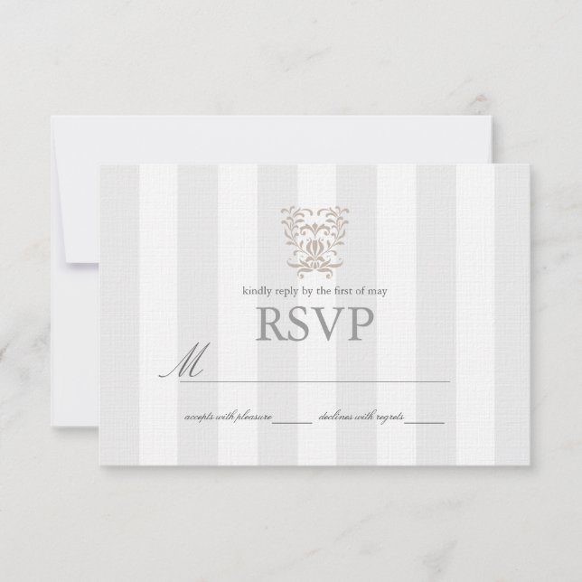 Cartes de réponse de mariage à rayures grises et d (Devant)