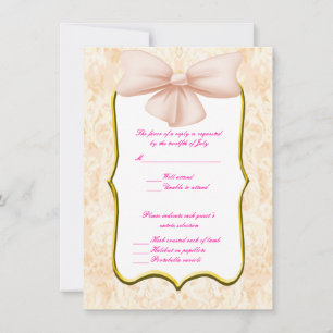 Cartes de réponse de mariage à ruban rose