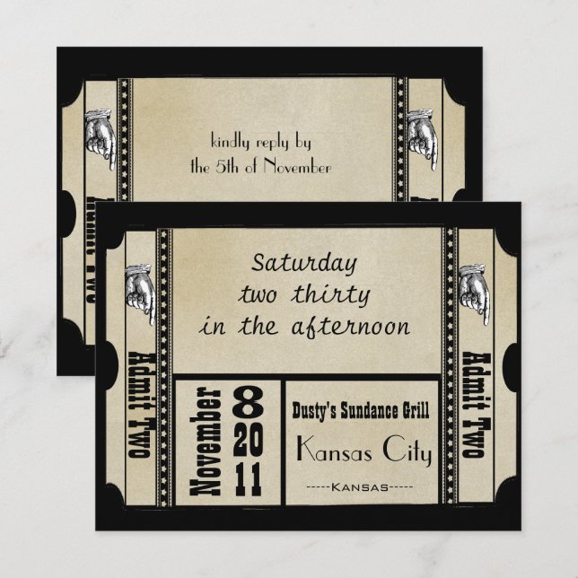 Cartes de réponse de mariage à texte funky noir av (Devant / Derrière)