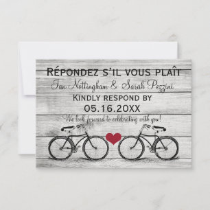 Cartes de réponse de mariage à vélo vintage