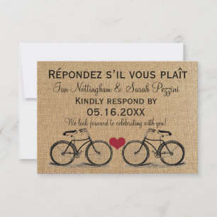 Cartes de réponse de mariage à vélo vintage