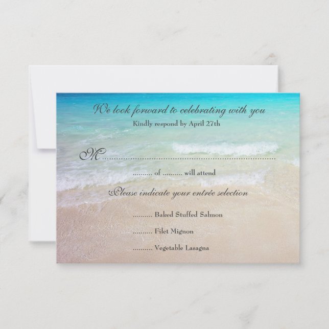 Cartes de réponse de mariage au bord de la mer ave (Devant)