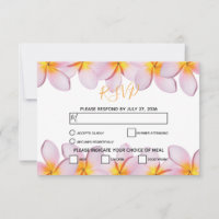 Cartes de réponse de mariage au frangipanier Plume