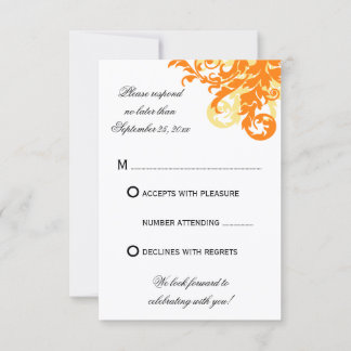 Cartes de réponse de mariage automnal orange et ja