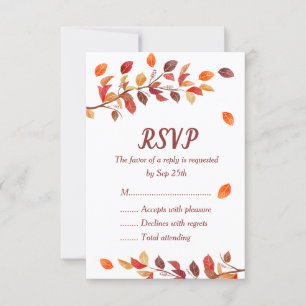 Cartes de réponse de mariage Automne Feuille