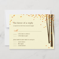 Cartes de réponse de mariage aux arbres de la forê