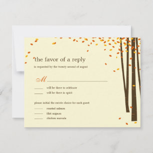 Cartes de réponse de mariage aux arbres de la forê
