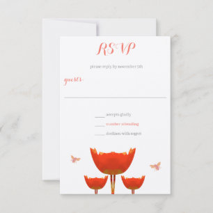 Cartes de réponse de mariage aux coquelicots orang