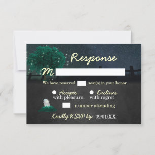Cartes de réponse de mariage aux lampions en jarre