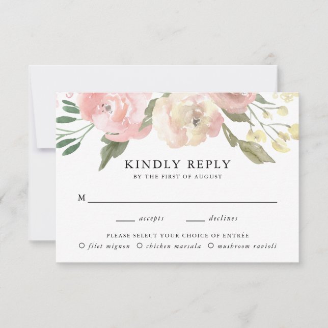 Cartes de réponse de mariage avec choix de repas | (Devant)