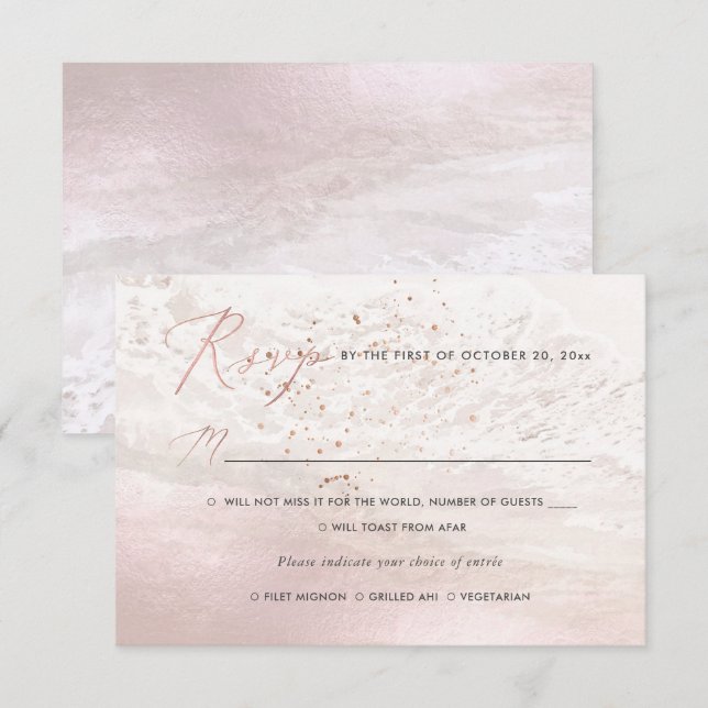 Cartes de réponse de mariage avec choix de repas B (Devant / Derrière)
