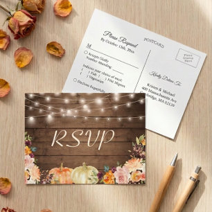 Cartes de réponse de mariage avec guirlande lumine