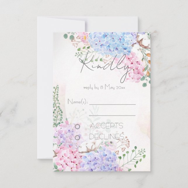 Cartes de réponse de mariage avec peintures d'hort (Devant)
