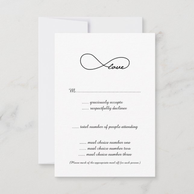Cartes de réponse de mariage Black Love Infinity (Devant)