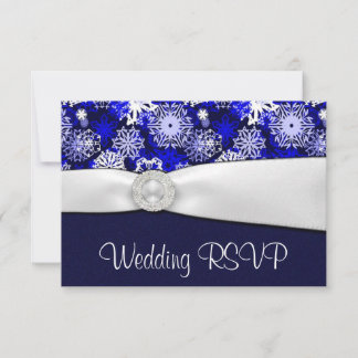 Cartes de réponse de mariage bleu et blanc flocon