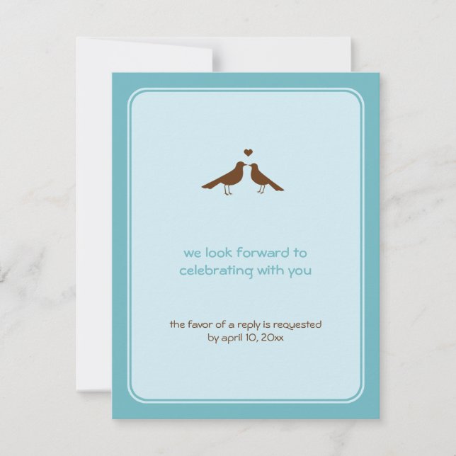 Cartes de réponse de mariage bleues pour oiseaux a (Devant)
