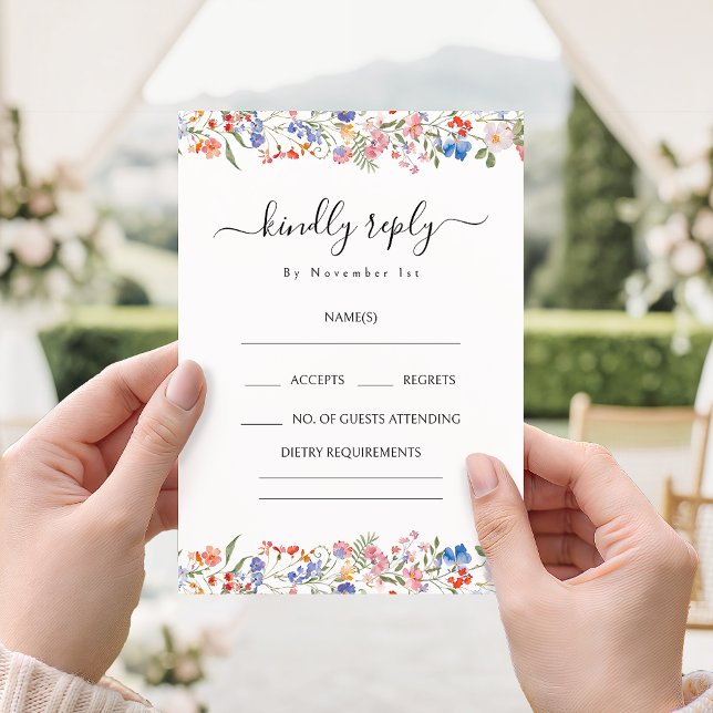 Cartes de réponse de mariage bohème aux fleurs sau (Créateur téléchargé)