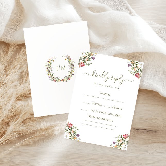 Cartes de réponse de mariage bohème fleuri rustiqu (Créateur téléchargé)